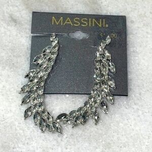 Massini cubic zirconia and silver tone stud earrings